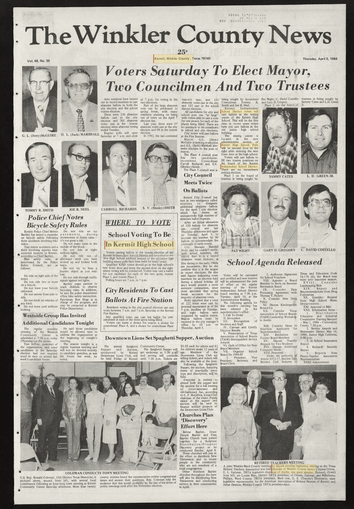 The Winkler County News (Kermit, Tex.), Vol. 48, No. 39, Ed. 1 Thursday, April 5, 1984